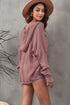 Zipper V-Neck Dropped Sleeve Hooded Solid Sweater